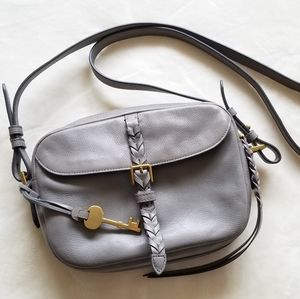 Fossil Leather Crossbody Purse Gray Grey NWOT
